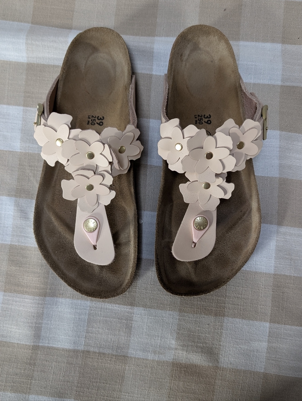 Birkenstock Gizeh Flowers Floral Almost New 39 Blush Light Rose